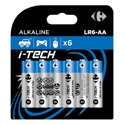 Pile Alcaline AA/LR6 I-Tech CARREFOUR
