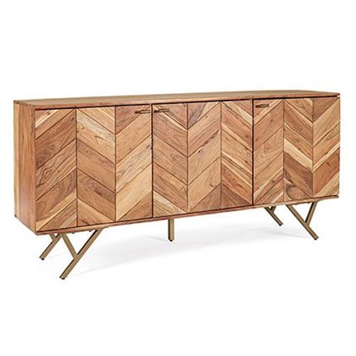 Buffet 3 Portes 160x40x76 Cm En Acacia Naturel - Furnix