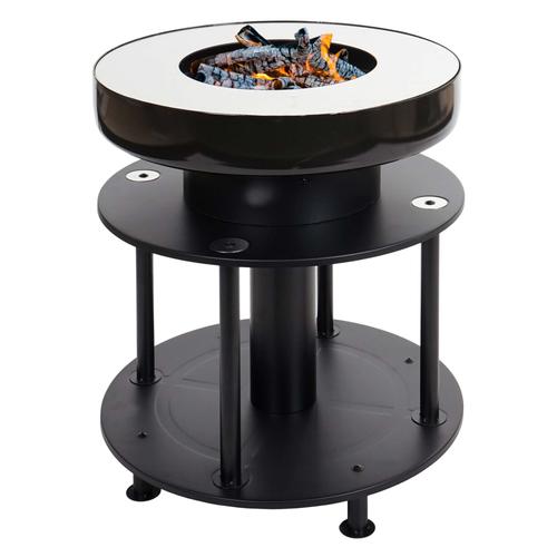 Bol De Feu Avec Grill Hwc-K95, Foyer Grill Bbq, Plaque De Grill Surface De Dépôt, Acier Inox Émaillé Ø 56cm Noir