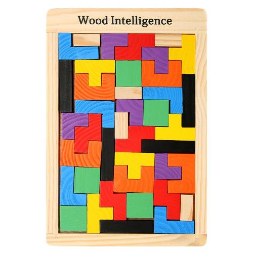 Puzzle Tetris En Bois Coloré Montessori Pour Enfants, Jouets Éducatifs, Intellectuel, Cadeau