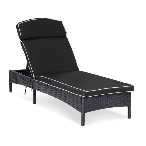 Bain De Soleil En Rotin 193 X 60 X 90 Jardin Dossier Réglable Noir Helloshop26 14_0007449
