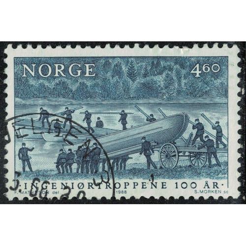 Norvège 1988 Oblitéré Used Les Troupes Du Génie Pont Flottant Avec Des Bateaux Y&t No 951 Su