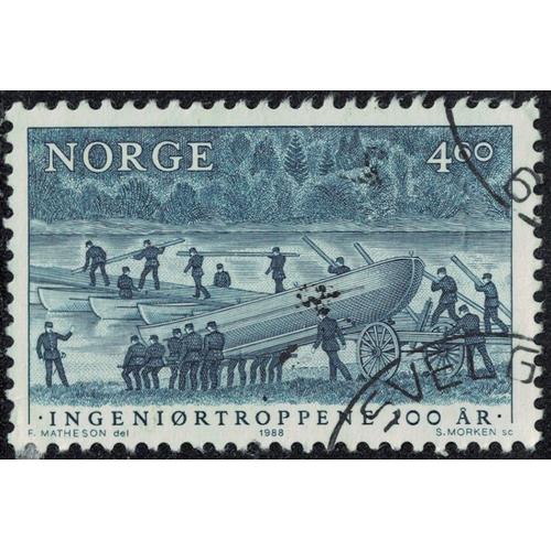 Norvège 1988 Oblitéré Used Les Troupes Du Génie Pont Flottant Avec Des Bateaux Y&t No 951 Su