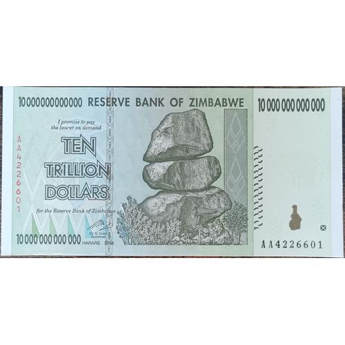 Billet 10.000.000.000.000 Dollars Zimbabwe 2008 Neuf - 10 Trillion - Unc