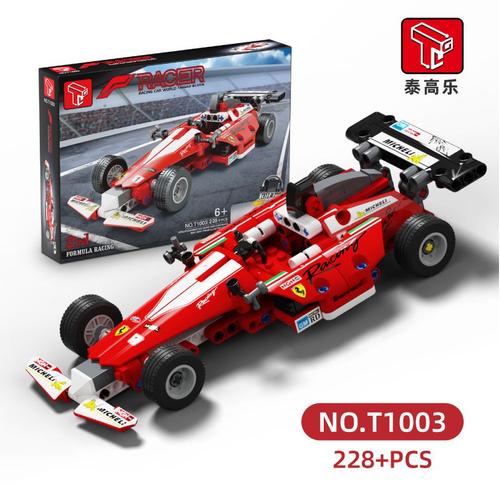 T1001 Compatible Avec Les Blocs De Construction Lego Small Particle Assemblage Puzzle Pull Back Car Boy Toy Ornement, T1003 Red-Pull Back Formula Racing