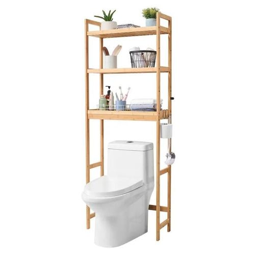 Étagère Wc-Vevor-Meuble De Rangement Au-Dessus Des Toilettes Réglable À 3 Niveaux-Organisateur Convient À La Plupart Des Toilettes