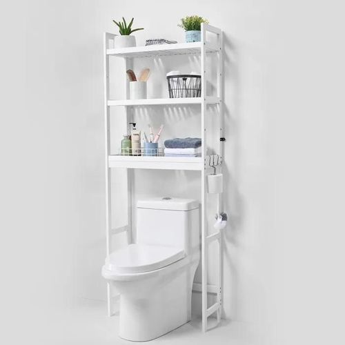 Étagère Wc-Vevor-Meuble De Rangement Au-Dessus Des Toilettes Réglable À 3 Niveaux-Convient À La Plupart Des Toilettes-Blanc