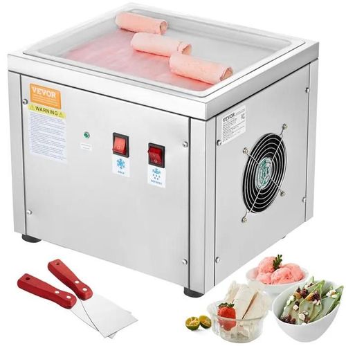 Machine À Glace Roulée 28x24x2 Cm-Vevor-Plancha À Glace Roulée Commerciale En Inox Alimentaire-Bars Cafés Boutiques De Desserts