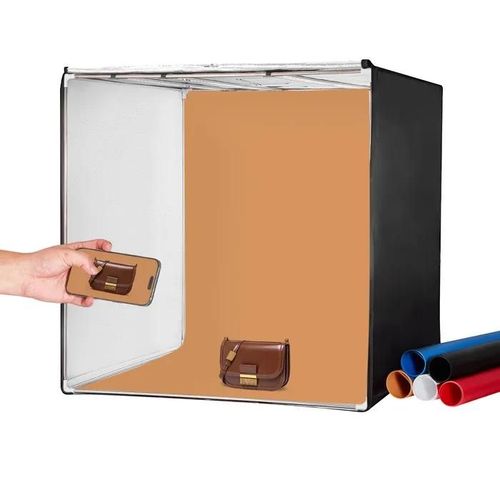 Boîte à Lumière Studio Photo-VEVOR-100 x 100cm-Kit Boîte Photo pro 5600 K, 210 Lumières LED, 5 Toiles de Fond-Photographie Produits