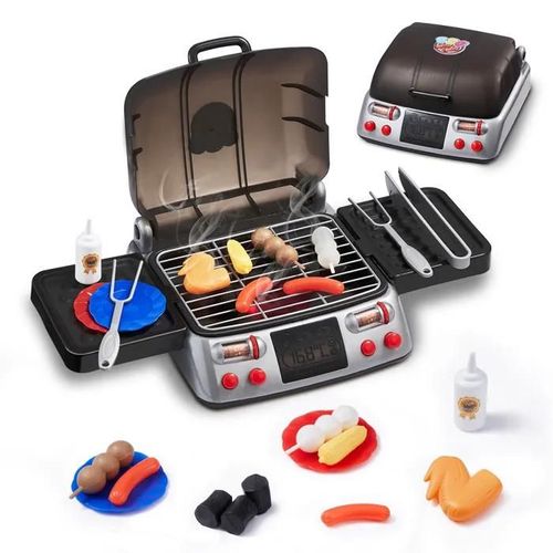 Jouet Barbecue Grill Set-Vevor-19 Pcs-Ensemble De Jouets De Cuisine Pour Enfant-Avec Lumière Sonore De Fumée Simulée