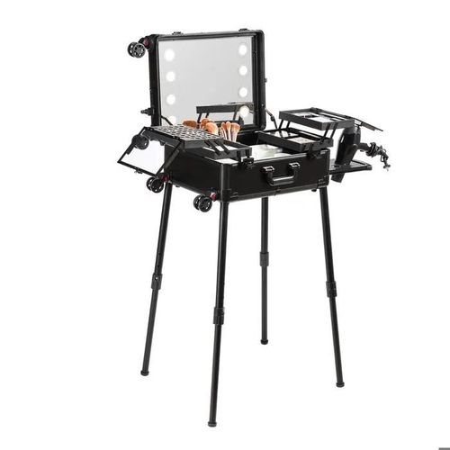 Mallette de Maquillage -VEVOR-vec Serrure, Miroir, 4 Plateaux de Rangement, Porte-pinceaux, Trousse Valise Boîte de Rangement