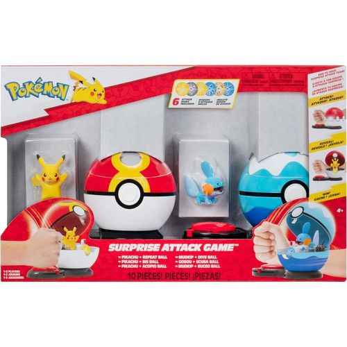 Poké Ball Attaque Surprise Pikachu Vs Gobou - Jeu Combat - 2 Poké Balls Avec Leur Pokémon