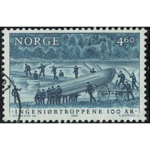 Norvège 1988 Oblitéré Used Les Troupes Du Génie Pont Flottant Avec Des Bateaux Y&t No 951 Su