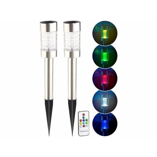 2 Bornes Solaires À Led Rvb Télécommandées "Style"