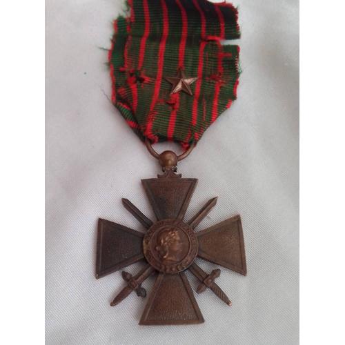 Médaille Croix De Guerre 1 Étoile Sur Ruban Ww1