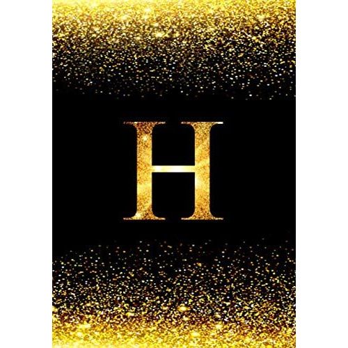 H: Guitar Tab Notebook - Initial Monogram Letter H College Ruled Guitar Notebook - Printed Glitter Black And Gold: 6 String Guitar Chord And Tablature Staff Music Paper For Guitar Players, Musicians,