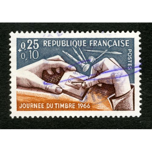 Timbre Oblitéré République Française, Postes, Journée Du Timbre 1966, Bequet, 0.25+0.10