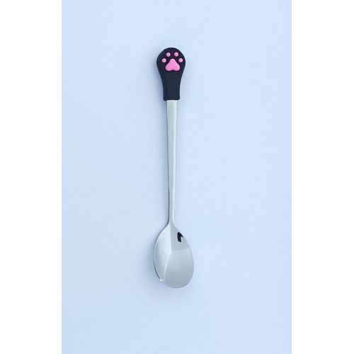 Cuillere A Cafe Patte De Chat. Noir Et Rose. 15 Cm