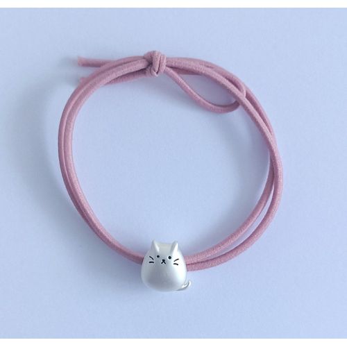 Elastique Rose Et Perle Chat Argenté.