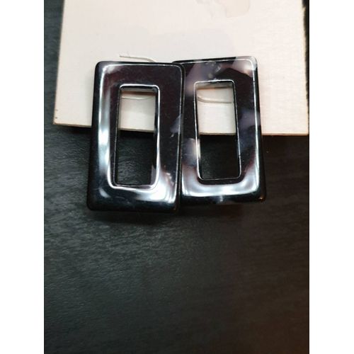 Boucles D'oreilles Fantaisie Rectangle Noir Et Blanc