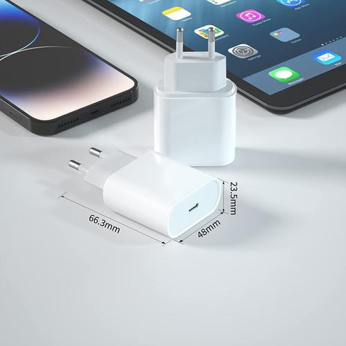 20w Usb C Rapide Chargeur Et 2m Cable Pour Iphone 14/14 Plus/14 Pro/14 Pro  Max/13/12/11/Se/X/Xs/Xr Airpods Usbc Prise Secteur Mural Type C  Alimentation Adaptateur