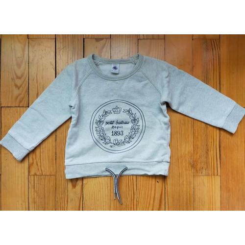 Pull Petit Bateau Gris Clair Avec Liens À La Taille 3 Ans Comme Neuf