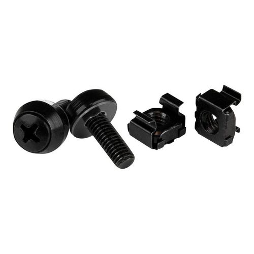 StarTech.com Écrou cage M6 - Vis M6 - Pack de 100 - Écrous cage et vis M6x12 de montage pour rack et armoire serveur - Noir - Kit de vis pour rack - noir - pour P/N: RACK-18U-20-WALL-OA...