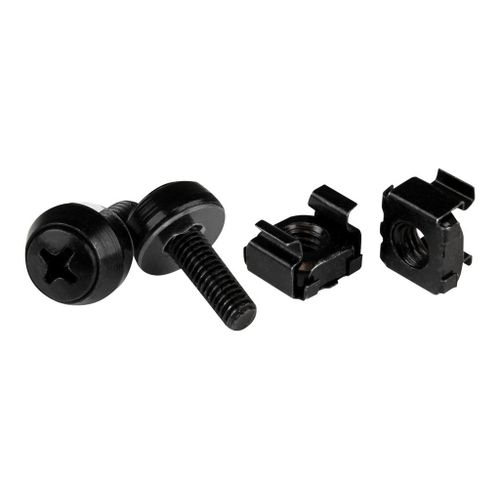 StarTech.com Écrou cage M5 - Vis M5 - Pack de 50 - Écrous cage et vis M5x12 de montage pour rack et armoire serveur - Noir - Kit de vis pour rack - noir - pour P/N: RACK-18U-20-WALL-OA...