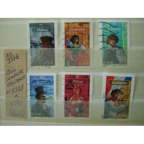 Ad 277 Q // Série Complète De 6 Timbres Oblitérés France 2003 *N°3588/3589/3590/3591/3592/3593 Personnages Littérature Française"