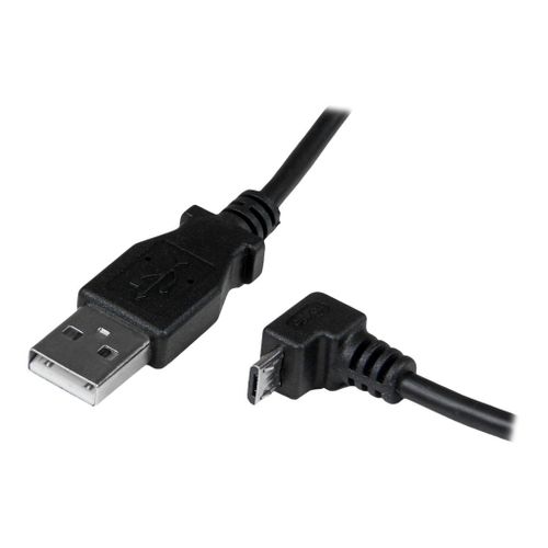 StarTech.com Câble Micro USB 2 m - A vers Micro B coudé 90° vers le bas - Câble USB Micro B Angle Coude vers le bas - Noir 2m - Câble USB - Micro-USB de type B (M) pour USB (M) - USB 2.0 - 2 m -...