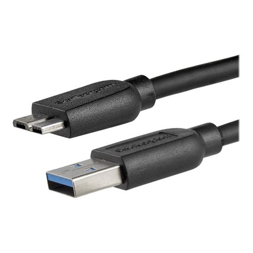 StarTech.com Câble SuperSpeed USB 3.0 slim A vers Micro B de 2 m - Cordon USB A vers Micro B - Mâle / Mâle - Noir - Câble USB - Micro-USB de type B (M) pour USB type A (M) - USB 3.0 - 2 m - moulé...