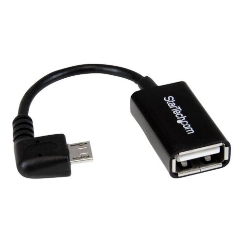 StarTech.com Câble adaptateur Micro USB à angle droit vers USB Host OTG de 12cm - Adaptateur USB On-The-Go coudé - Mâle / Femelle - Adaptateur USB - USB (F) pour Micro-USB de type B (M) - USB 2.0...