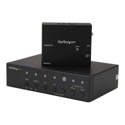 StarTech.com Extendeur vidéo HDBaseT - Multi-entrées - HDMI VGA DisplayPort via Cat5e ou Cat6 - Étendeur HDBaseT avec switch intégré - 4K - Prolongateur audio/vidéo - HDMI - plus de CAT 5e/6 -...