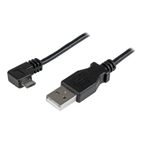 StarTech.com Câble USB vers Micro USB coudé à angle droit de 50 cm - Cordon de charge / synchronisation Micro USB - 0,25 mm² - M/M - Noir - Câble USB - Micro-USB de type B (M) à angle droit pour...