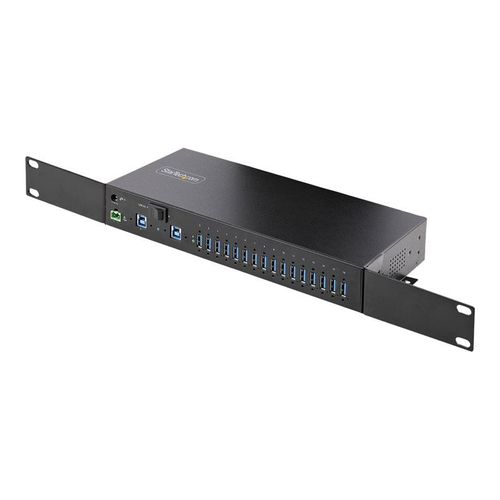 StarTech.com Hub USB 3.0 5Gbps Industriel 16 Ports - Hub USB 3.0 Alimenté - Concentrateur (hub) - industriel - 16 x USB 3.2 Gen 1 - de bureau, Montage sur rail DIN, Montable sur rack