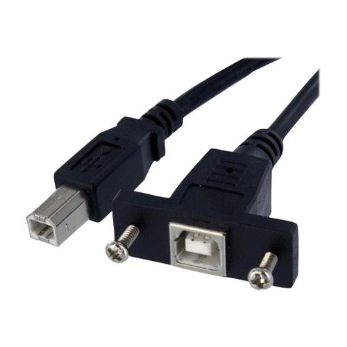 StarTech.com Cable USB 30 cm monte sur panneau B vers B - F/M - Câble USB - USB type B (F) pour USB type B (M) - USB 2.0 - 30 cm - moulé, vis moletées - noir - pour P/N: USB2HAB10, USB2HAB15...