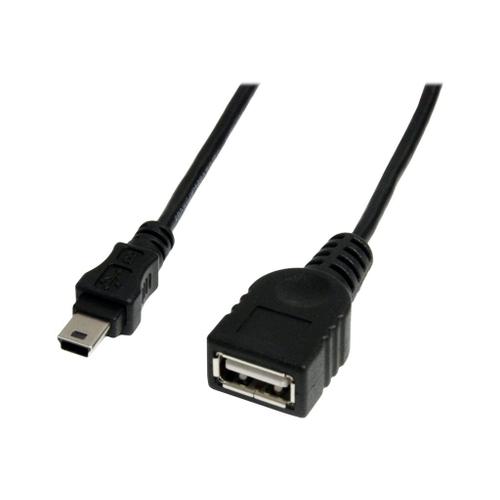 StarTech.com Câble Mini USB 2.0 de 30cm - Cordon USB A vers Mini B - Femelle / Mâle - Noir - Câble USB - USB (F) pour mini USB type B (M) - USB 2.0 - 30 cm - noir