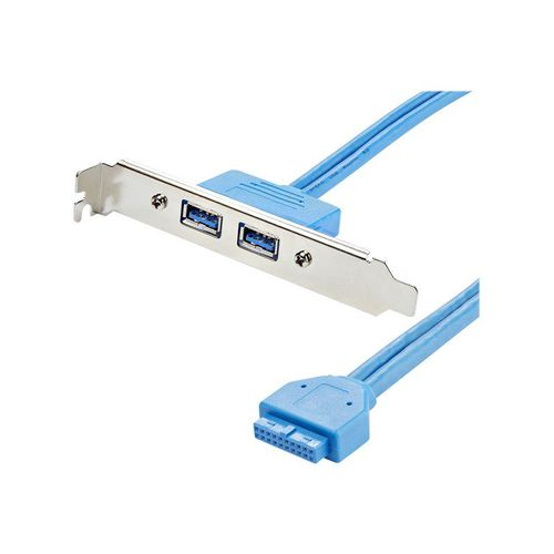StarTech.com Câble adaptateur USB 3.0 IDC 20 broches vers plaque à 2 ports USB A encastrés - 1x IDC femelle - 2x USB 3.0 A femelles - Panneau USB - USB type A (F) pour IDC 20 broches (F) - 50 cm...
