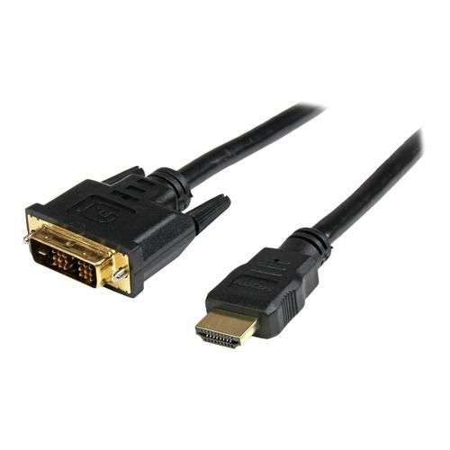 StarTech.com 3 ft HDMI to DVI-D Cable - HDMI to DVI Adapter / Converter Cable - 1x DVI-D Male, 1x HDMI Male - Black, 3 feet (HDDVIMM3) - Câble adaptateur - DVI-D mâle pour HDMI mâle - 90 cm -...