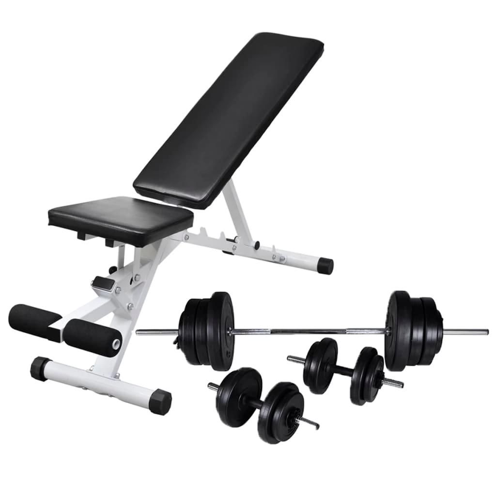 Banc D'entraînement Avec Jeu D'haltères Et De Disques De Poids 60,5 Kg Helloshop26 02_0000054