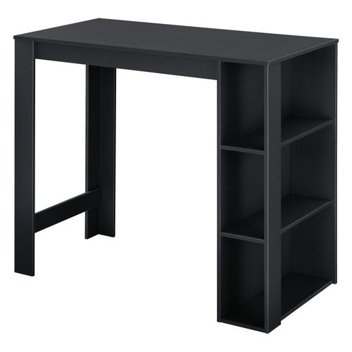 Table De Bar Design Avec Surfaces De Rangement Table Bistrot Avec 3 Étagères Panneaux De Particules 110 X 50 X 103 Cm Noir Helloshop26 03_0006207
