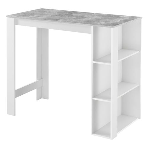 Table De Bar Design Avec Surfaces De Rangement Table Bistrot Avec 3 Étagères Panneaux De Particules 110 X 50 X 103 Cm Blanc Effet Béton Helloshop26 03_0006205