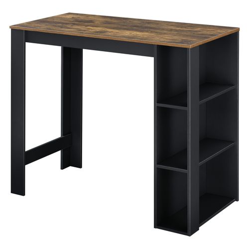 Table De Bar Design Avec Surfaces De Rangement Table Bistrot Avec 3 Étagères Panneaux De Particules 110 X 50 X 103 Cm Noir Chêne Foncé Helloshop26 03_0006208