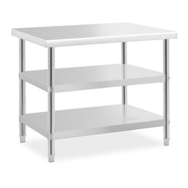 Table De Travail Inox - 100 X 70 X 5 Cm - 190 Kg - 2 Tablettes Helloshop26 14_0007330