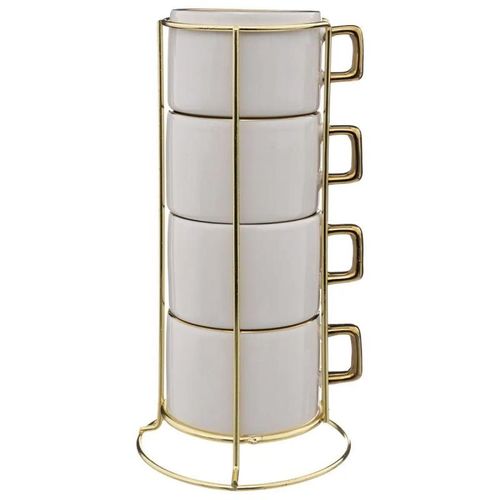 Lot De 4 Tasses Sur Rack "Arya" 17cl Blanc