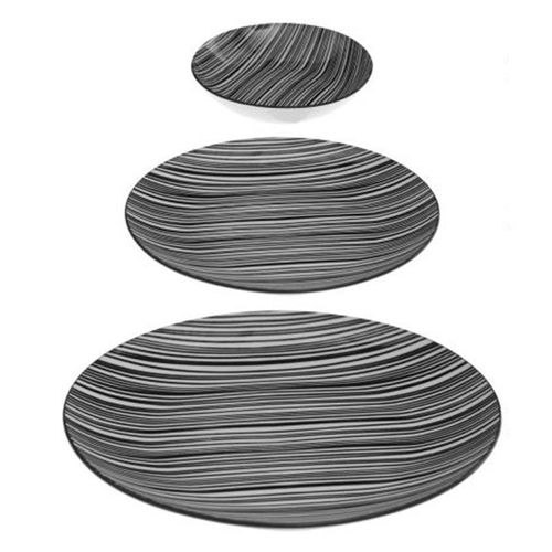 Service De Table 18 Pièces "Bohemia Zèbre" 27cm Noir