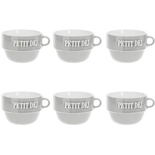 Lot De 6 Tasses En Faïence "Coloroma" 62cl Gris