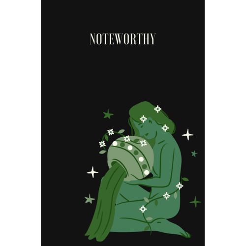 Noteworthy: Aquarius Sign Blank Lined Notebook