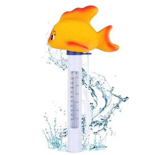 Thermomètre Piscine, Flottant Pool Thermomètre Cartoon Mignon pour Température de l'eau pour Spa Bain Piscines Hot Tub Fish Pond (Or)