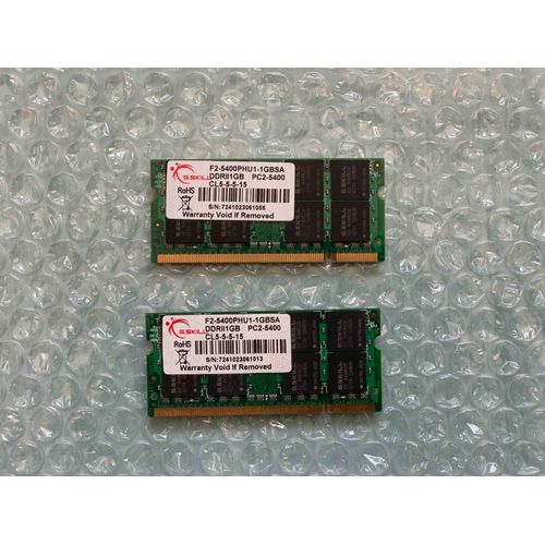 2 x 1GB de RAM G.Skill 1GB - F2-5400PHU1-1GBSA DDRII1GB PC2-5400 CL-5-5-15